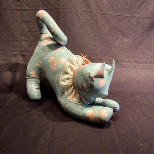 Floral Fabric Cat Door Stop. #1
